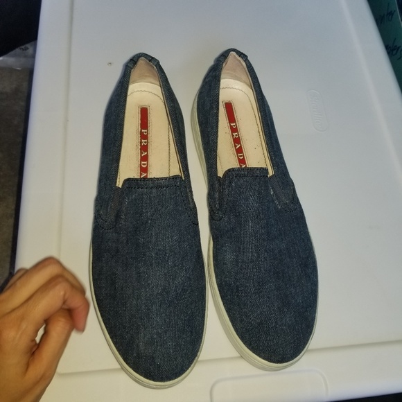 Prada Sport DENIM SLIP ON SNEAKERS - Picture 2 of 9